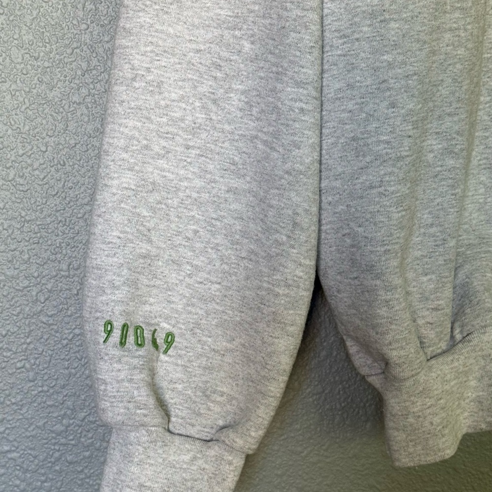 Gray “Rich Mom Brentwood” Tinx Sweatshirt with Teal and Green Text - Picture 6 of 8
